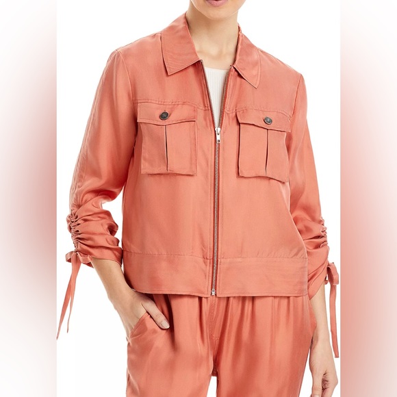 5 à 7 Cinq à Sept Dale Ruched Sleeve Jacket in Apricot Women's Size 00 - Picture 1 of 10